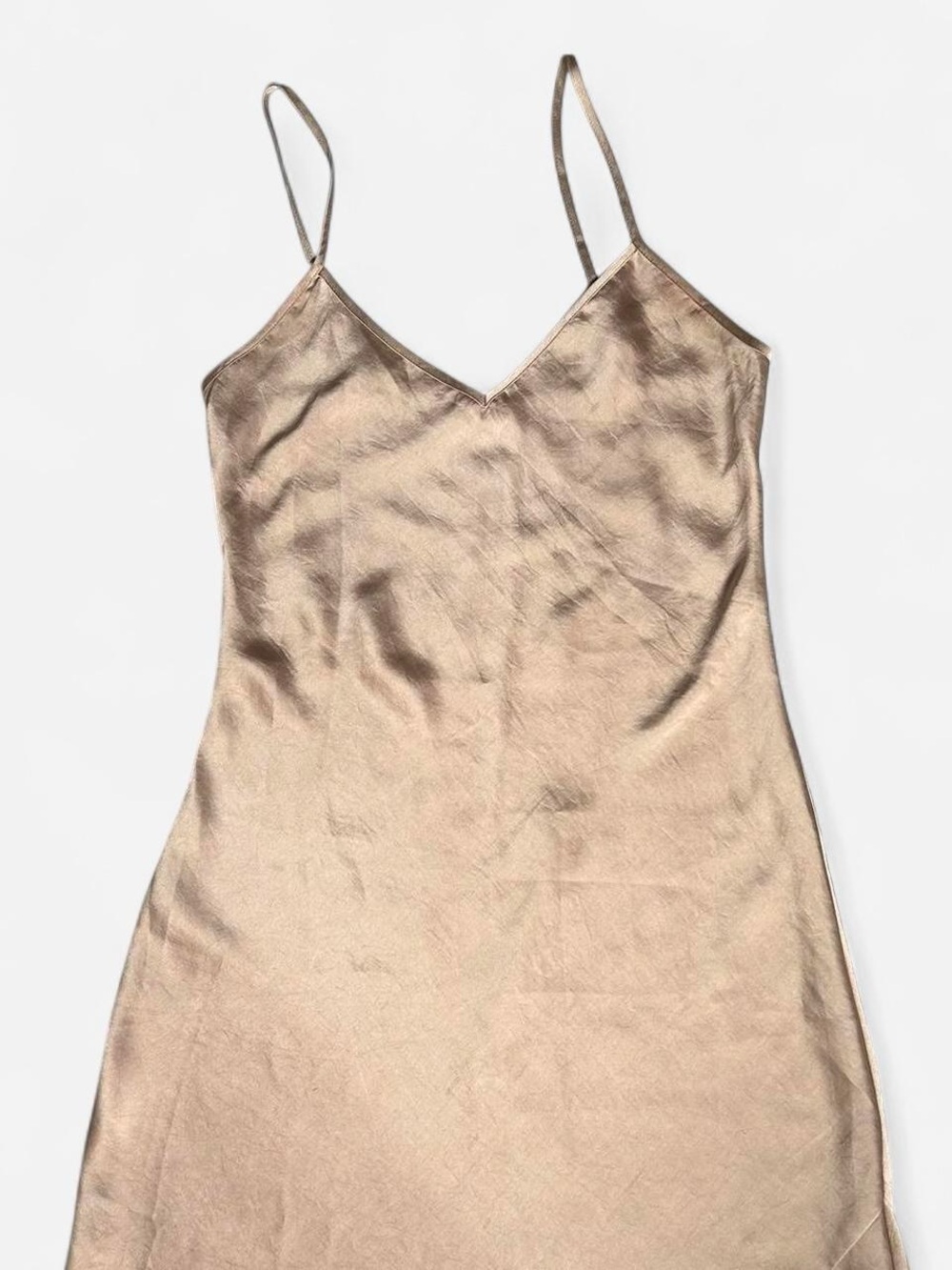 SOLD Wilfred Only Slip Satin Midi Dress in Taupe - Picture 2 of 10